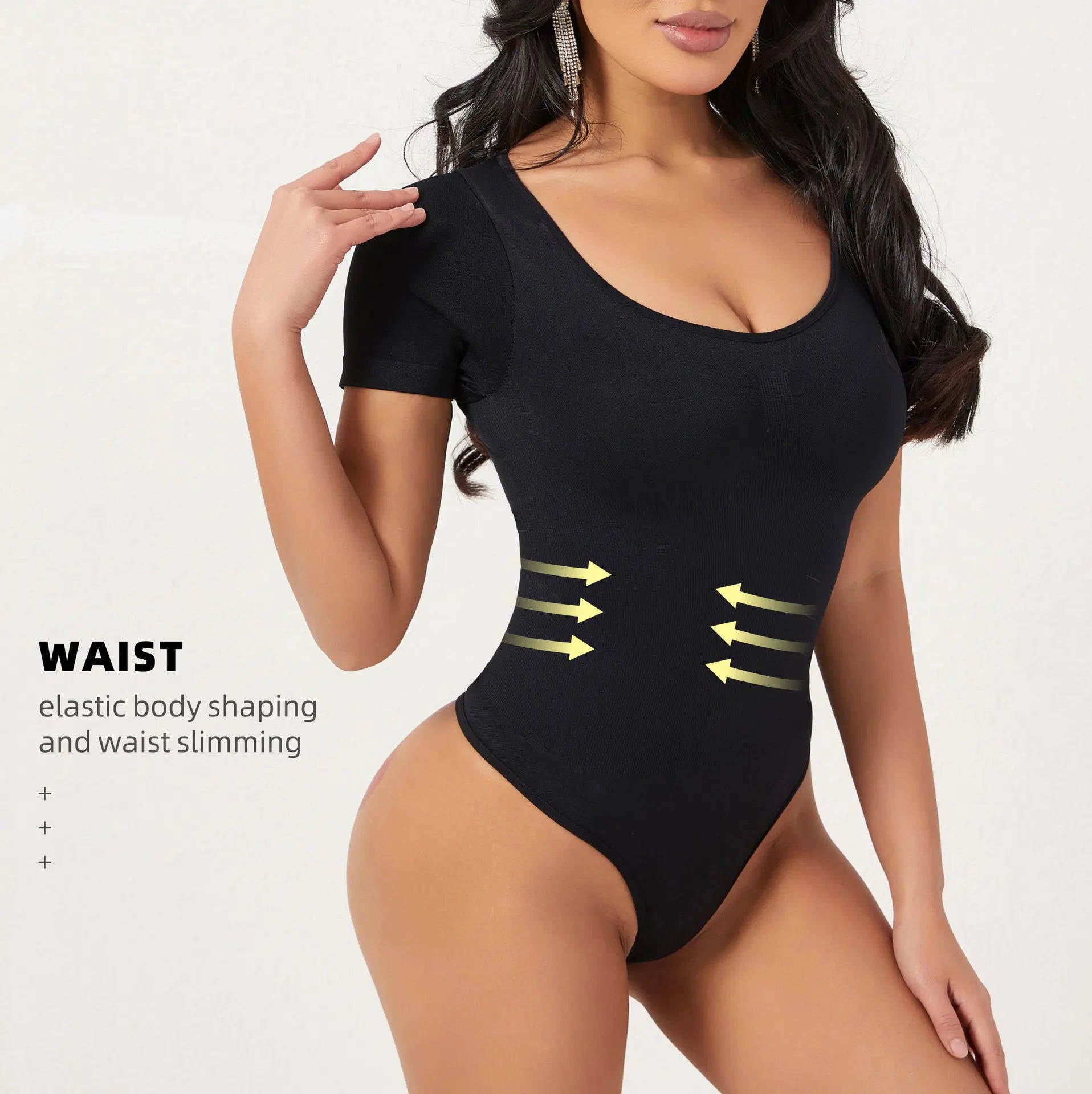Women’s Seamless Nylon Slimming Bodysuit | Breathable Gym Shapewear with Chest Support & Sculpting Fit