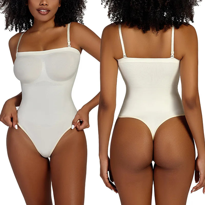 Women’s Strapless Shapewear Bodysuit | Tummy Control Thong Body Shaper Sculpting Tube Top Leotard