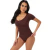 Women’s Seamless Nylon Slimming Bodysuit | Breathable Gym Shapewear with Chest Support & Sculpting Fit
