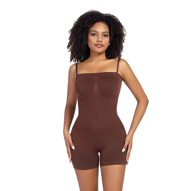 Women’s Strapless Shapewear Bodysuit | Tummy Control Thong Body Shaper Sculpting Tube Top Leotard