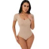 Women’s Seamless Nylon Slimming Bodysuit | Breathable Gym Shapewear with Chest Support & Sculpting Fit