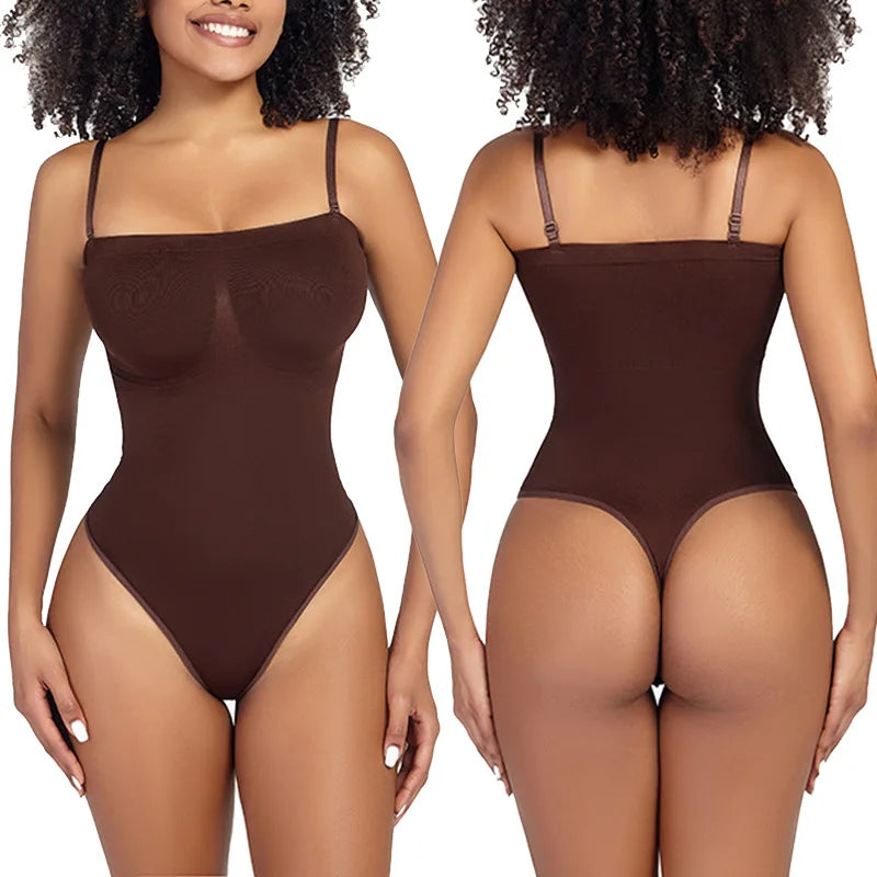 Women’s Strapless Shapewear Bodysuit | Tummy Control Thong Body Shaper Sculpting Tube Top Leotard