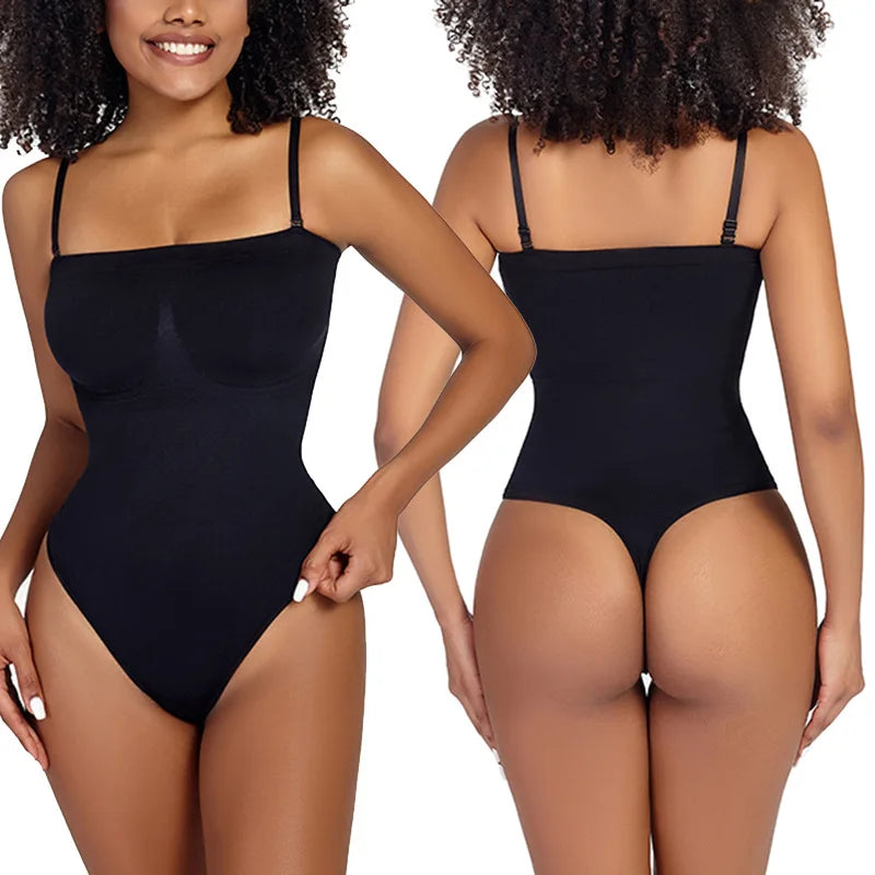 Women’s Strapless Shapewear Bodysuit | Tummy Control Thong Body Shaper Sculpting Tube Top Leotard