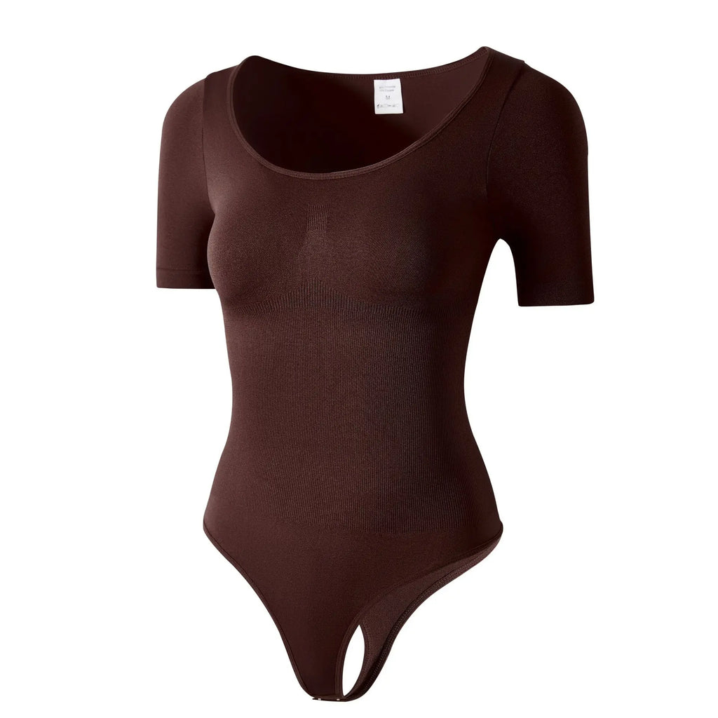 Women’s Seamless Nylon Slimming Bodysuit | Breathable Gym Shapewear with Chest Support & Sculpting Fit