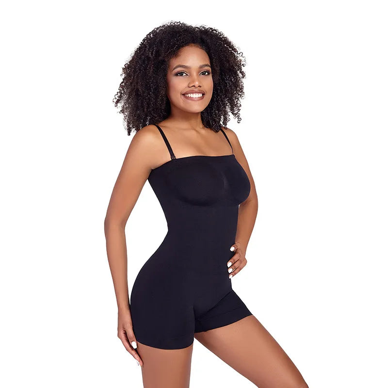 Women’s Strapless Shapewear Bodysuit | Tummy Control Thong Body Shaper Sculpting Tube Top Leotard