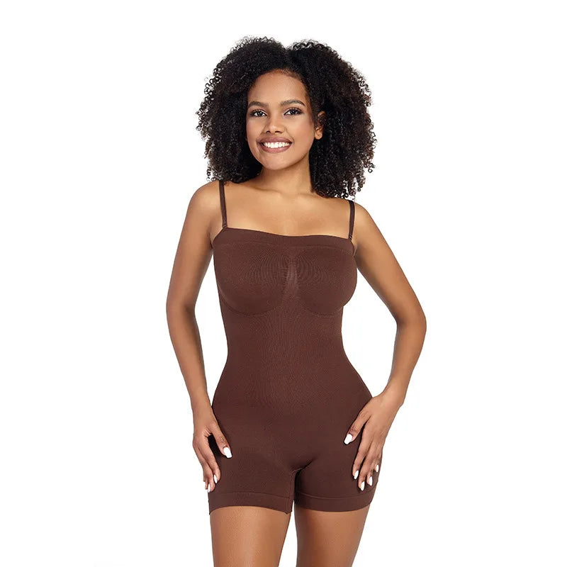 Women’s Strapless Shapewear Bodysuit | Tummy Control Thong Body Shaper Sculpting Tube Top Leotard