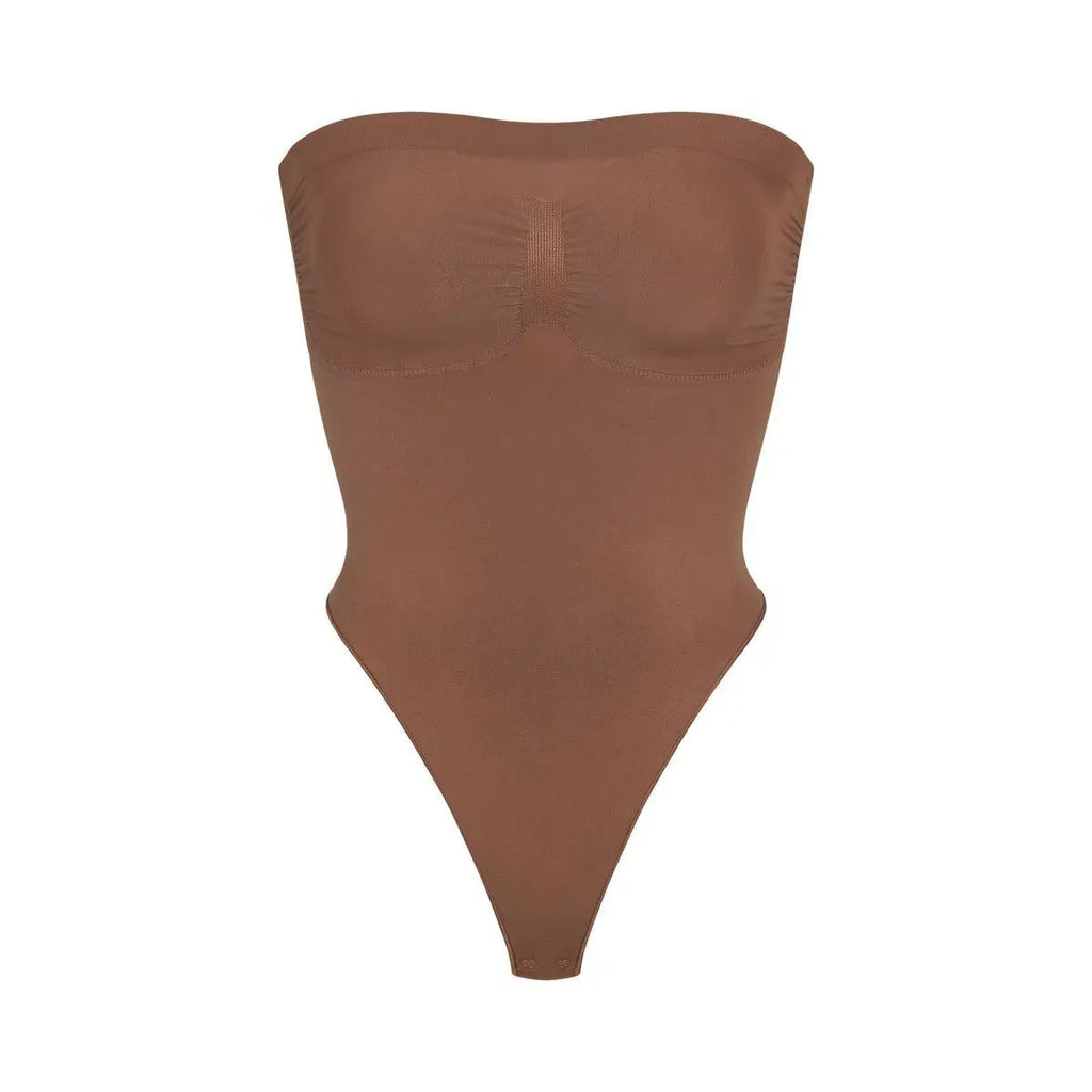 Women’s Strapless Shapewear Bodysuit | Tummy Control Thong Body Shaper Sculpting Tube Top Leotard